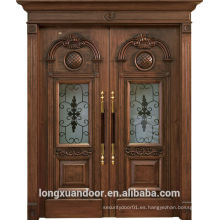 Diseño de madera de la puerta de lujo de la casa, puerta principal de madera de la entrada, diseño de la puerta delantera
